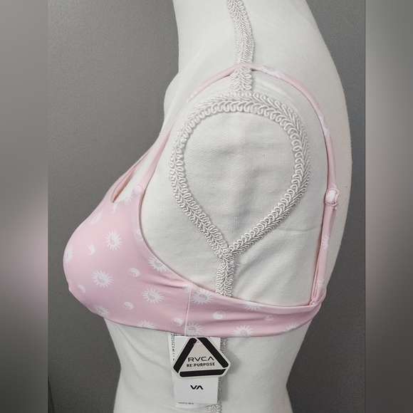 RVCA Balance Act Pink /White Ying Yang Print Bralette Bikini Top. Size: S. NWT - Picture 6 of 11